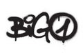 Graffiti tag big one 1 sprayed with leak in black on white Royalty Free Stock Photo