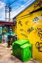 Graffiti tags on the wall of a buildings in Little Five Points, Royalty Free Stock Photo