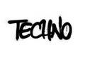 Graffiti techno word sprayed in black over white Royalty Free Stock Photo