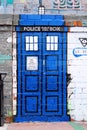 Graffiti of traditional British police box Royalty Free Stock Photo