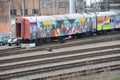 Graffiti on train cars in SE Portland, Oregon Royalty Free Stock Photo