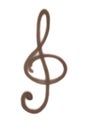 Graffiti treble clef sign sprayed on white isolated background Royalty Free Stock Photo