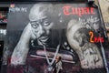 Graffiti of Tupac and young woman