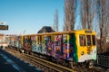 Graffiti U-Bahn / subway train at Warschauer Strasse Station in Berlin