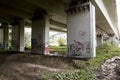 Graffiti under the bridge. alternative culture Royalty Free Stock Photo