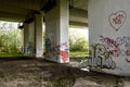 Graffiti under the bridge. alternative culture Royalty Free Stock Photo