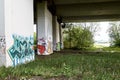 Graffiti under the bridge. alternative culture Royalty Free Stock Photo