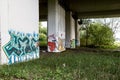 Graffiti under the bridge. alternative culture Royalty Free Stock Photo