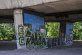 Graffiti under the bridge Royalty Free Stock Photo