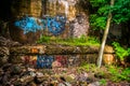 Graffiti under a railroad bridge in Lehigh Gorge State Park, Pen Royalty Free Stock Photo