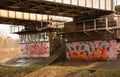 Graffiti under the railway bridge Royalty Free Stock Photo