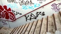 Graffiti in an underpass with steps Royalty Free Stock Photo