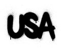 Graffiti USA abbreviation sprayed in black over white