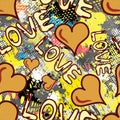 Graffiti Valentine Day seamless background grunge texture