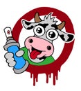 Graffiti vandal cow character cartoon style vector Royalty Free Stock Photo