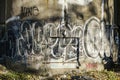 Graffiti on a vintage Historic Grain Silo No 5 in Old Montreal