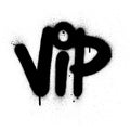 Graffiti VIP abbreviation sprayed in black over white