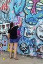 Graffiti Wall and Artist. Austin Texas.