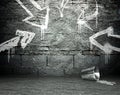 Graffiti wall with frame and arrows, street background Royalty Free Stock Photo