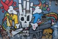 Graffiti wall in Istanbul with Skull and crossbones