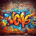 Graffiti wall with word written in bold letters. The graffiti is located on an old brick building, which adds to its Royalty Free Stock Photo