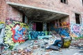 Graffiti on the walls of abandoned factory
