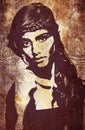 Graffiti woman on wall