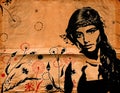 Graffiti woman on wall