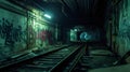 Graffiti Wonderland: Forgotten Subway Exploration./n Royalty Free Stock Photo