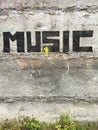 Graffiti word music on the wall