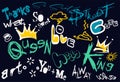 Graffiti words and elements, street art with spray paint drips. Abstract urban wall scribbles savage Royalty Free Stock Photo