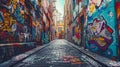 Graffiticovered alleyways wind through the urban jungle the colorful artwork a nod to the citys vibrant past