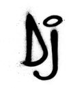 Graffiti DJ discjockey abbreviation sprayed in black on white Royalty Free Stock Photo