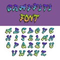 Graffity alphabet vector hand drawn grunge font paint symbol design ink style texture typeset