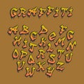 Graffity alphabet vector hand drawn grunge font paint symbol design ink style texture typeset