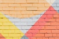 Graffity brick wall, very small detail. Abstract urban street art design close-up. Modern iconic urban culture, stylish Royalty Free Stock Photo