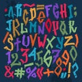 Graffity grunge color font vector alphabet