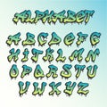 Graffity grunge font vector alphabet