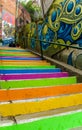 Colorful graffiti wall and stairs in Valparaiso, Chile Royalty Free Stock Photo