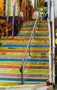 Colorful graffiti wall and stairs in Valparaiso, Chile Royalty Free Stock Photo