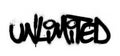 Graffti unlimited word sprayed in black over white