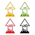 Twenty five percent up, upwards arrow illustration Royalty Free Stock Photo