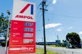 Ampol petrol service station display with fuel prices