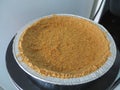 Graham Cracker Crust for a Cheesecake in Pie Tin Royalty Free Stock Photo