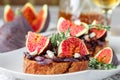 Grain baguette sandwiches with figs, feta cheese Royalty Free Stock Photo