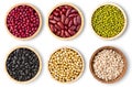 Collection of mix bean  red kidney, green mung, black bean, soy beans, sesame and millet Royalty Free Stock Photo