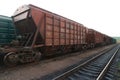 Grain cargo freight train on the rails Royalty Free Stock Photo