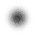 Grain circle gradient. Stippled round shape. Radial stochastic dotwork texture. Random grunge noise background. Black