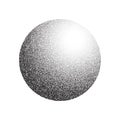 Grain circle gradient. Stippled round shape. Radial stochastic dotwork texture. Random grunge noise background. Black