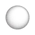 Grain circle gradient. Stippled round shape. Radial stochastic dotwork texture. Random grunge noise background. Black
